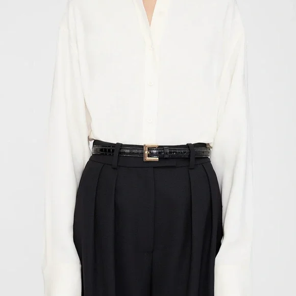 Anine Bing Nicola Belt Embossed in Black and Gold XS/S (NWT) - Picture 5 of 9